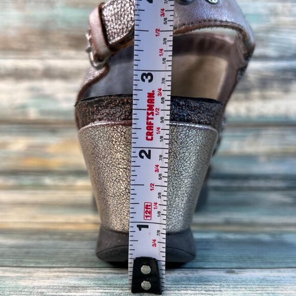 OTBT Meditate Thong Sandals Womens 8M Gray Leather Wedge Slingback Whipstitch - Picture 11 of 12
